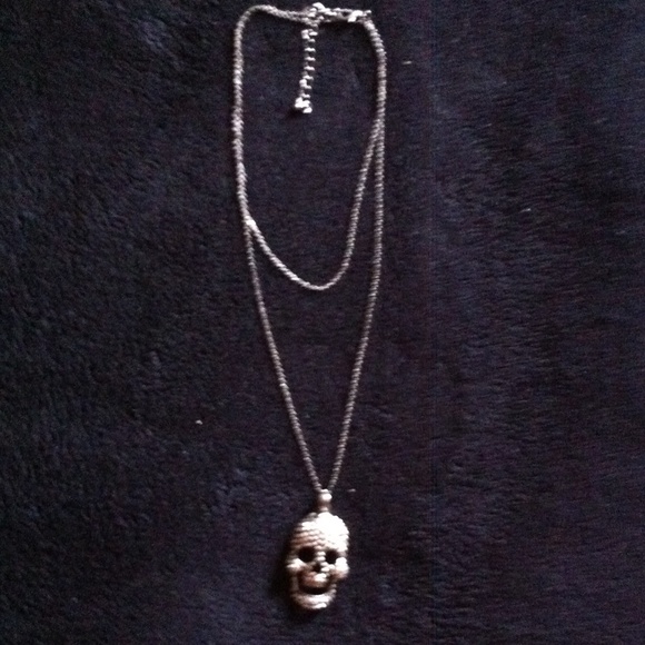 Studded skull head necklace