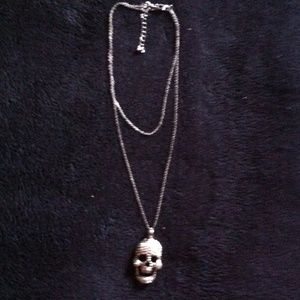 Studded skull head necklace