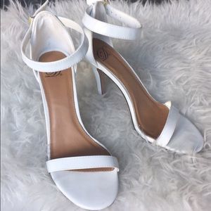 White Faux Leather Strappy Heel