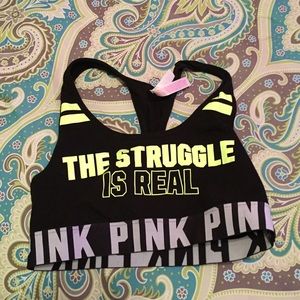 Pink sports bra