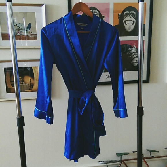 Blue Silk Bathrobe, 100% silk.