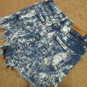 Acid High Waisted Distress Shorts