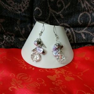 NWOT Pink Keshi Pearls & Crystal dangling earrings