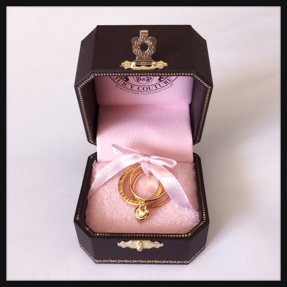 NEW Juicy Couture Gold and Pink Stacked Ring Set 7 - Picture 2 of 4