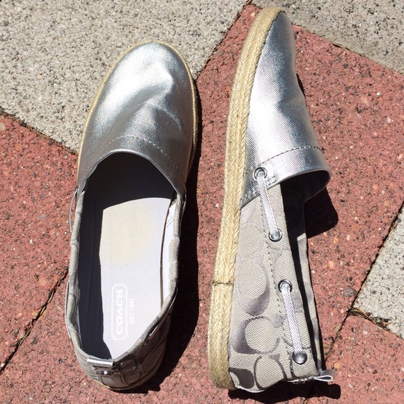 METALLIC SILVER SLIP-ON COACH SHOES