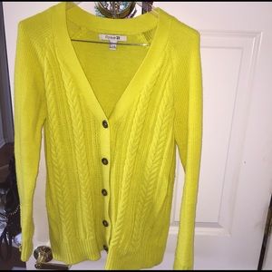Bright yellow cardigan