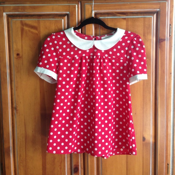 Red polka dot blouse