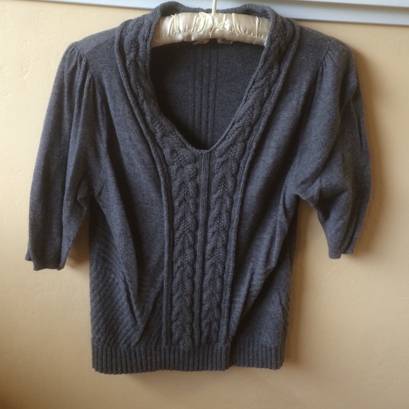 Anthropologie short sleeve gray sweater