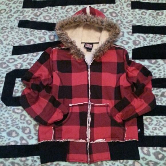 Red and black checkered jacket