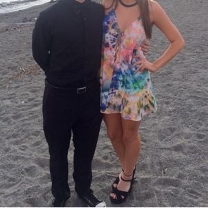 Tie dye low cut dress