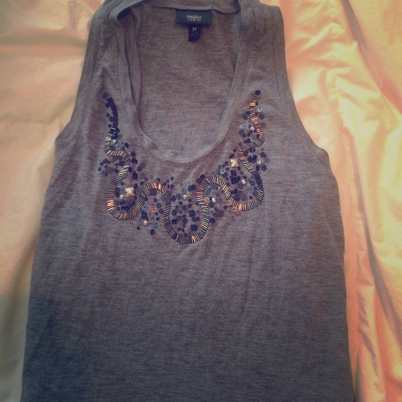 Jeweled gray tank top