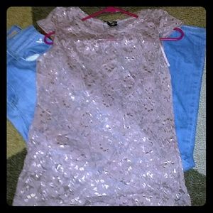 Bebe champagne lace shirt