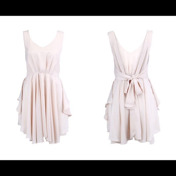 Backless cream shift dress