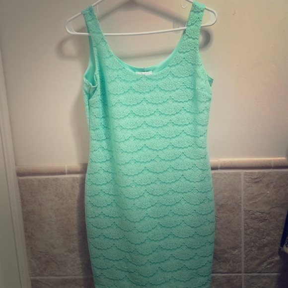 Teal lace dress