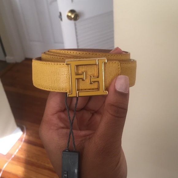 Yellow woman's fendi belt