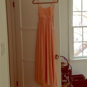Blush open back maxi dress