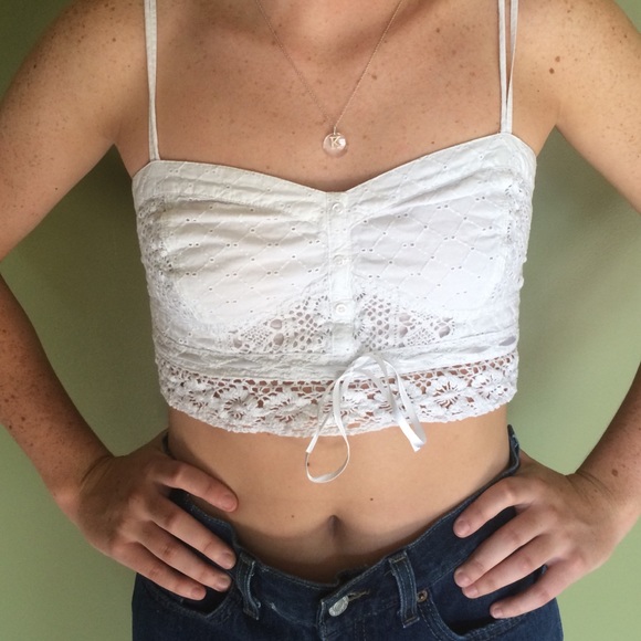 White Crochet Crop