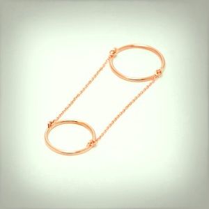 Solid 14K Rose Gold Double Chain Ring - Size 7