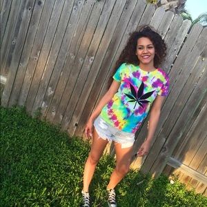 Tye dye weed plant shirt