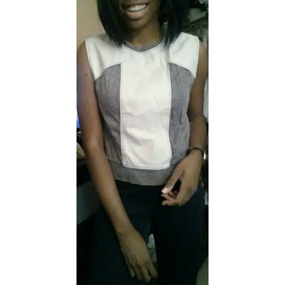 Silence & Noise grey and white sleeveless top
