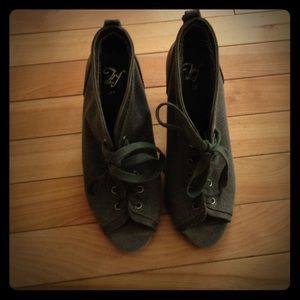 Lace up open toe booties