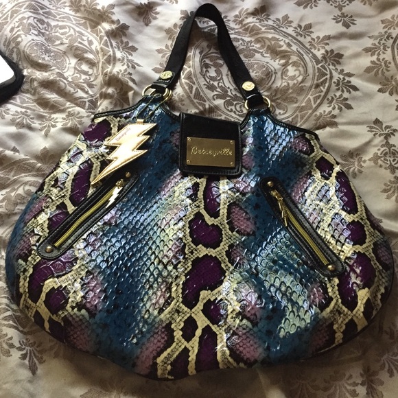 Betsyville Leather Neon Python Handbag