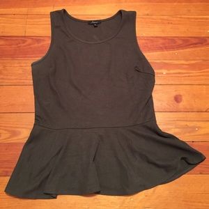 Olive green knit peplum top