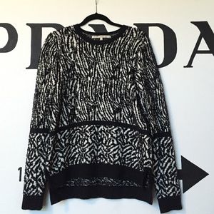Rachel Roy Black and white fuzzy sweater