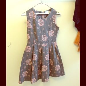 Charcoal woven rose dress
