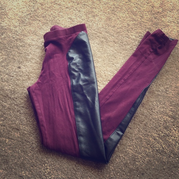 Nordstrom Maroon Leather Leggings