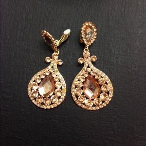 Clip on champagne earrings