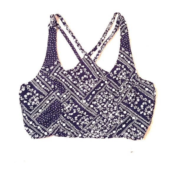 NWOT Blue and White Crop Top