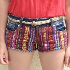 Embroidered cut-off shorts