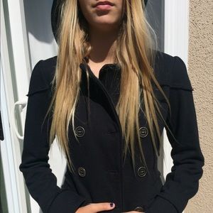 Black Peacoat with Hood