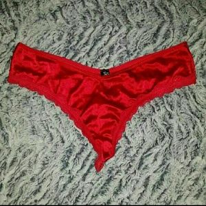Red satin thong. NWOT