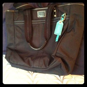 Coach extra large tote. Black & turquoise
