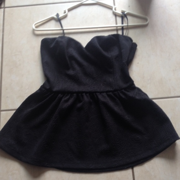 UO black floral peplum top