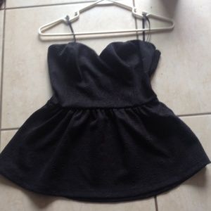 UO black floral peplum top