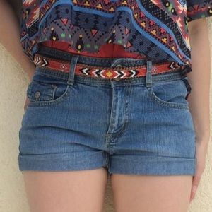 Cuffed denim shorts