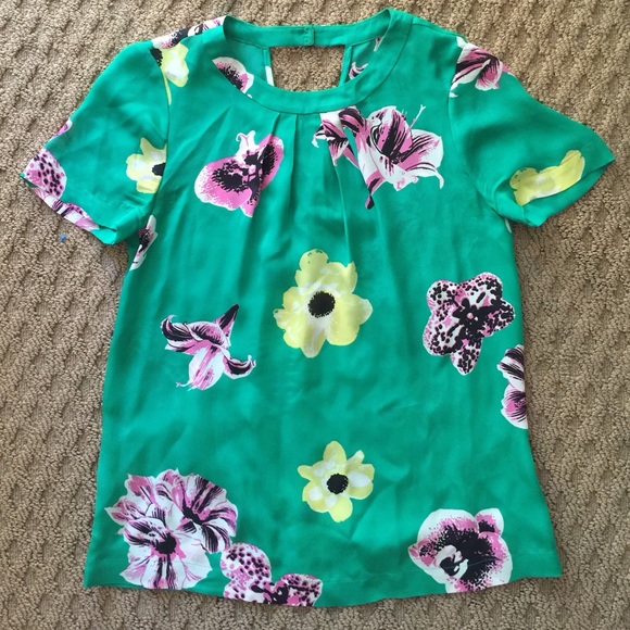 J Crew Swoop Top in Green Punk Floral, size 0