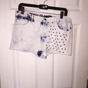 Tye dye studded shorts