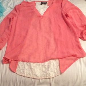 Light coral mid sleeve top