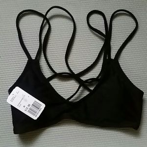 Black Strappy Back Swim Top