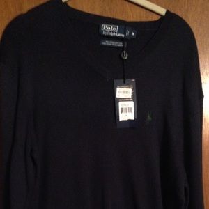 Mens Polo Ralph Lauren V Neck Sweater Navy NWT