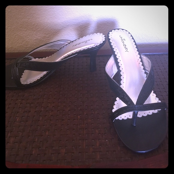 Black strap heels