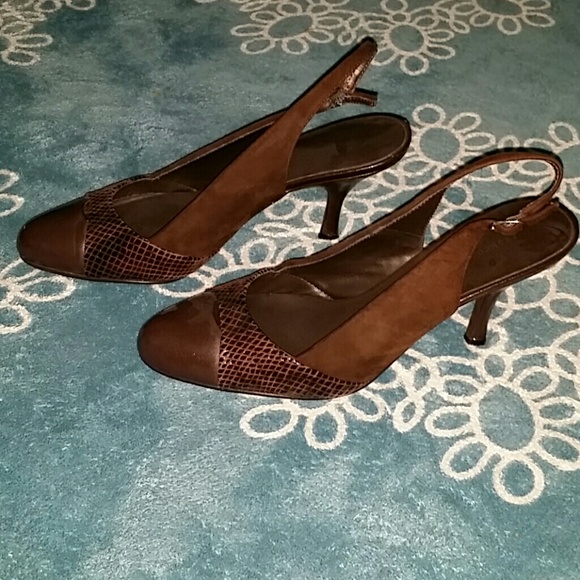 Brown leather heels
