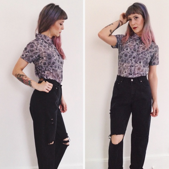 SOLD Black baggy boyfriend jean 90s grunge denim 4 - Picture 2 of 4