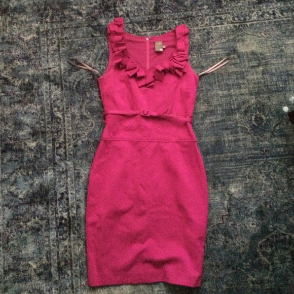 Belted Taylor Dress - Magenta color