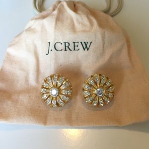 J Crew Rhinestone and Gold post earrings
