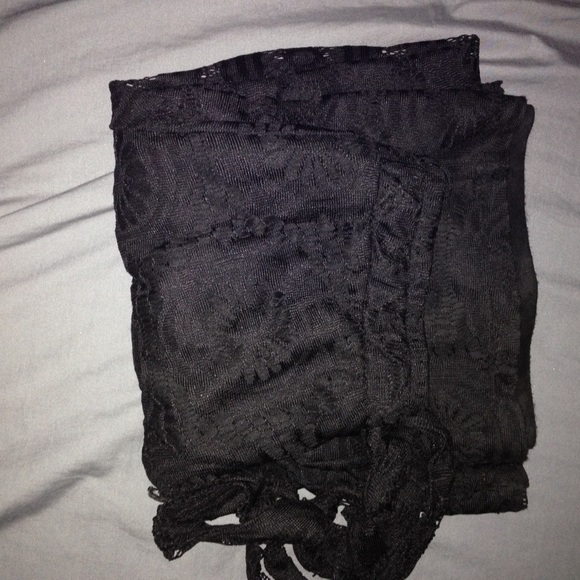 Black lace palazzo pants.